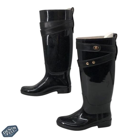COACH Women’s ‘Talia' Black Waterproof Tall Designer Rain/Snow Boots | NEW!! - Picture 9 of 16